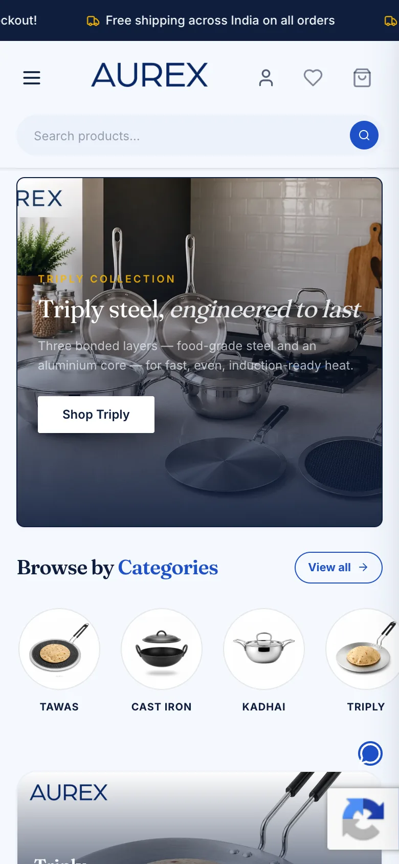 The Aurex homepage on a phone